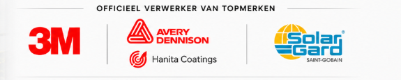 Officieel verwerker van topmerken: 3M, Avery Dennison Hanita Coatings en Solar Gard